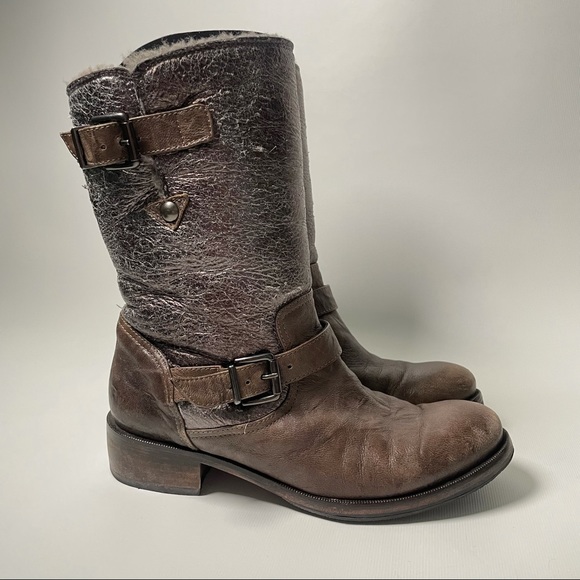 Latitude Femme Shearling Lined Moto Boots - sz 37 - Picture 5 of 8